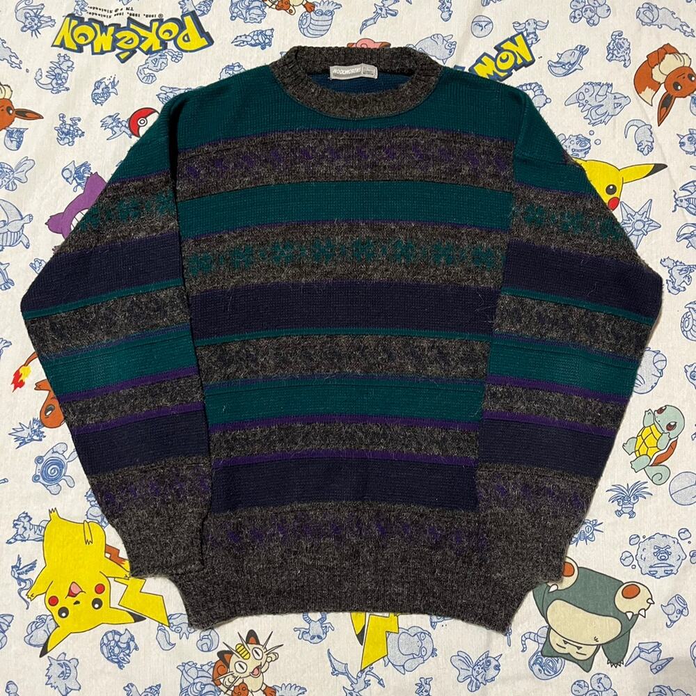 Vintage 90s Woolworths Grey European Pattern Sweater